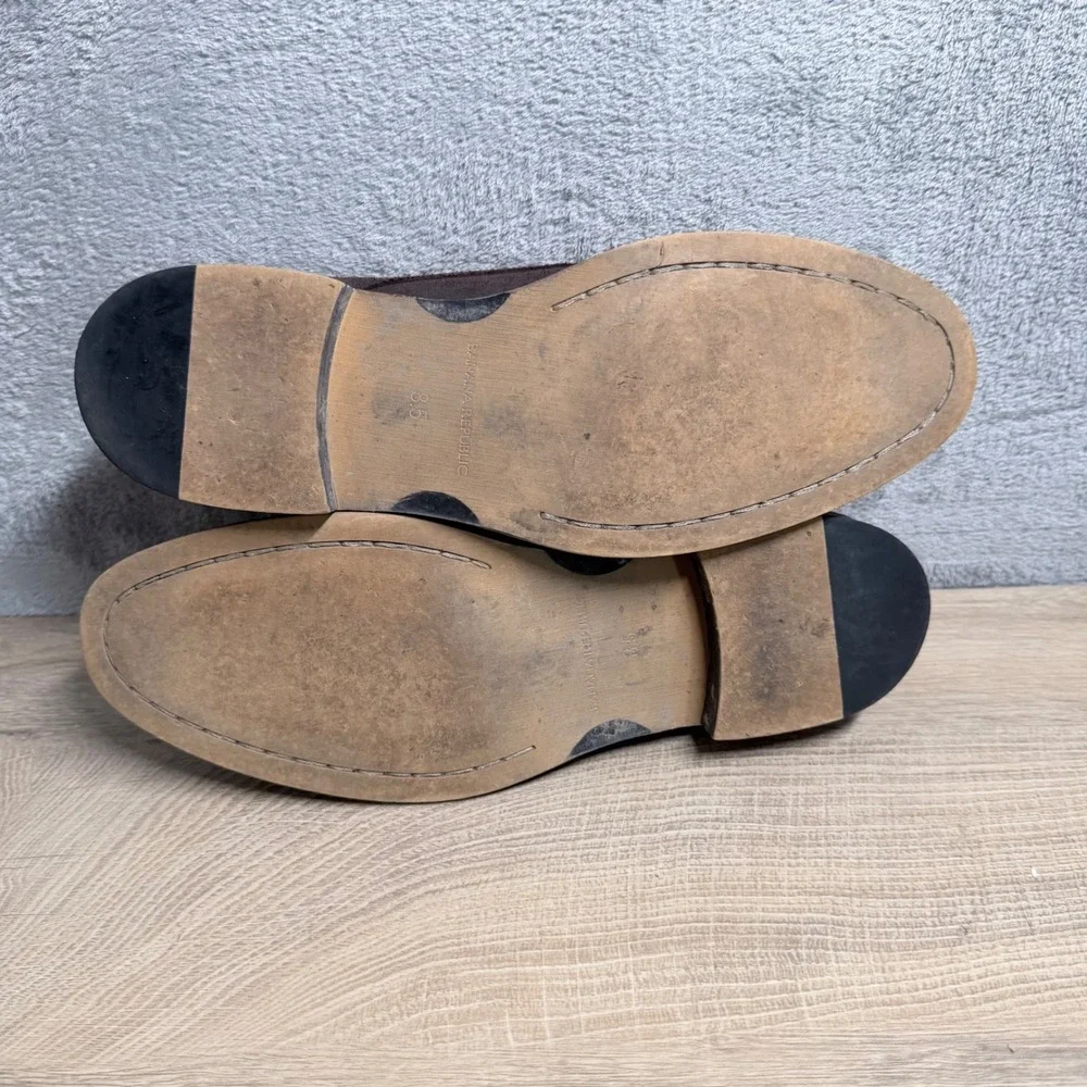 Banana Republic Monk Strap Shoes Mens 8.5‎ Brown Distressed Suede Double Buckle
